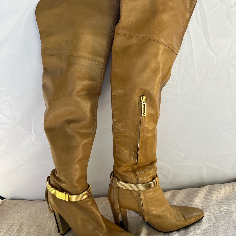Fendi Tan Over-the-Knee Boots